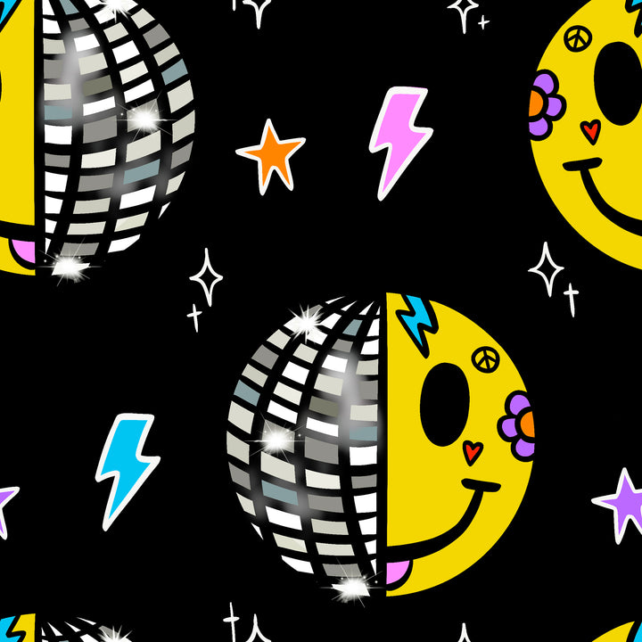UV Glow Black Smiley Disco Leggings House of Happy Threads