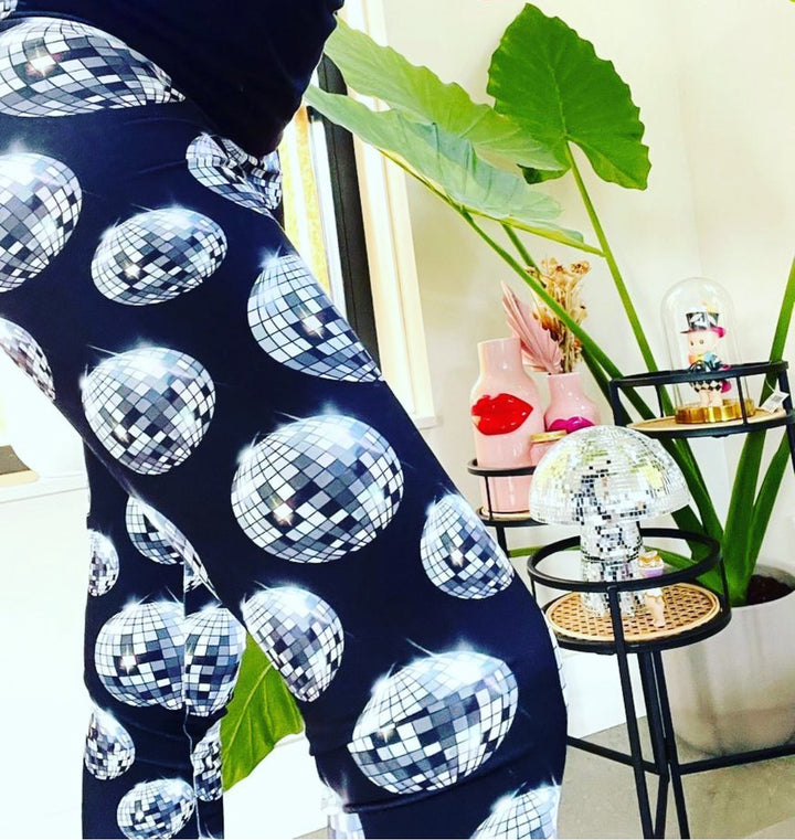 Best-Seller! Black Disco Ball Adult Leggings (Low Stock) House of Happy Threads
