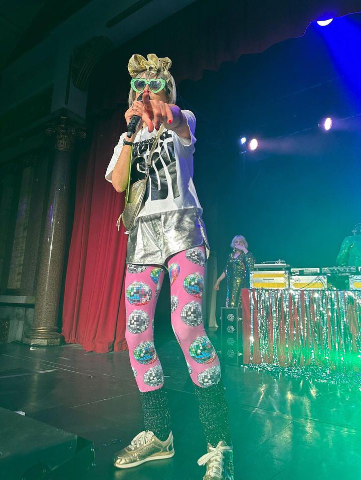 Pink Disco Ball Adult Leggings House of Happy Threads