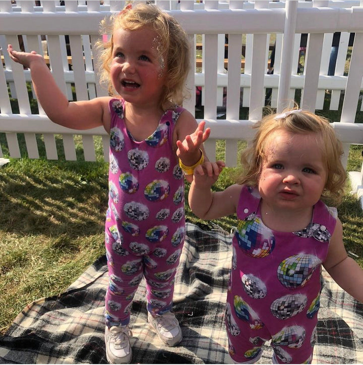 Pink Disco Balls Long Legged Reversible Romper House of Happy Threads