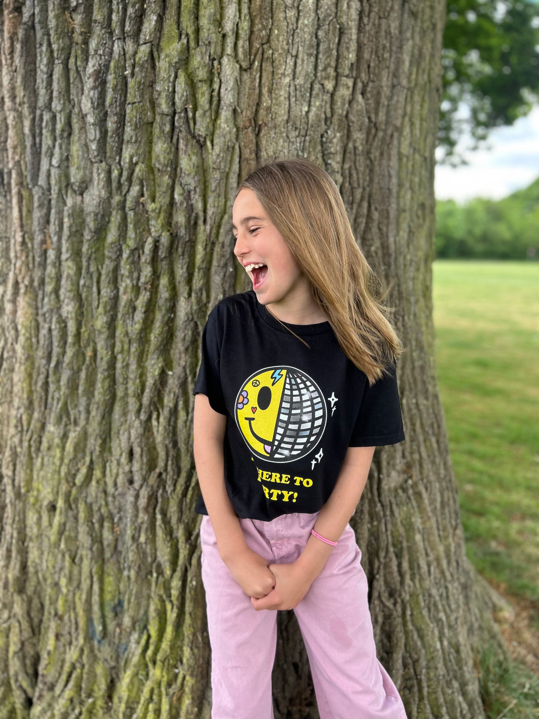 Smiley Disco T-Shirt (BLACK) House of Happy Threads