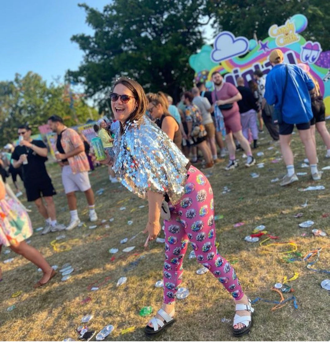 Pink Disco Ball Adult Leggings House of Happy Threads