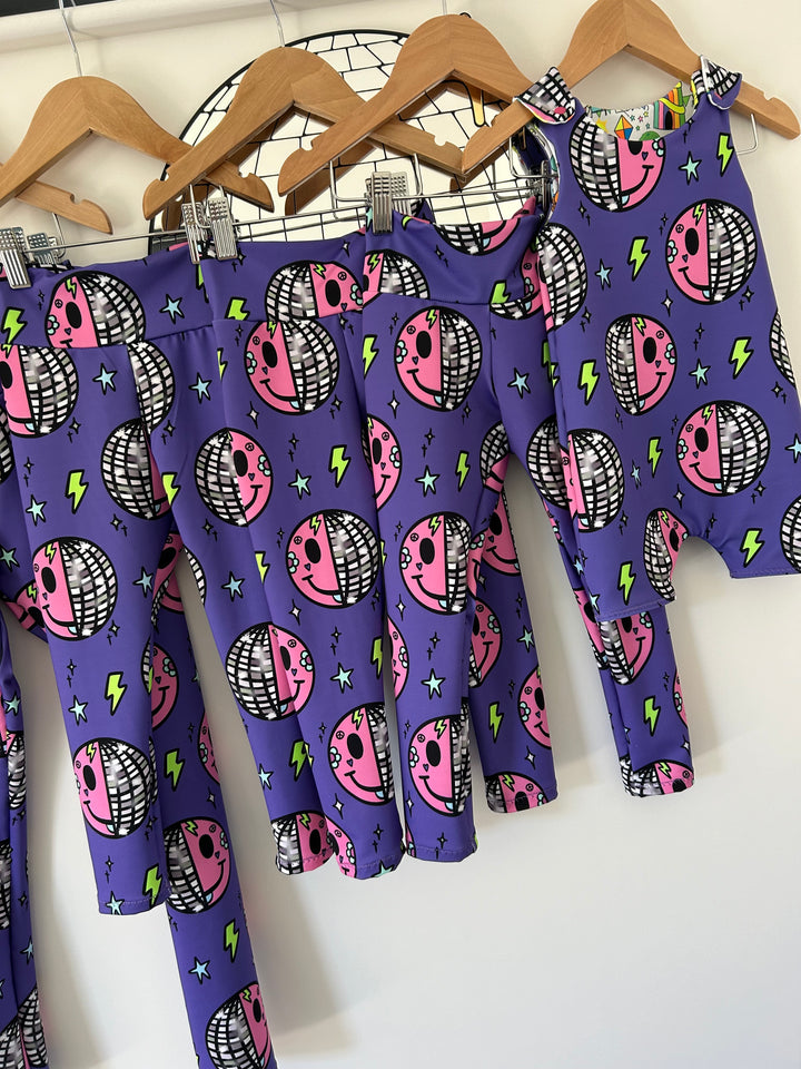 UV Glow Purple Smiley Disco Leggings House of Happy Threads