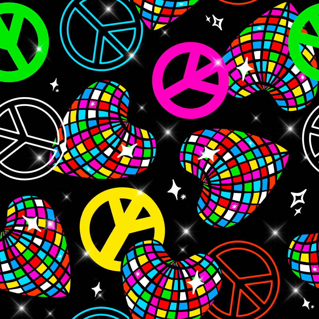 UV Glow Disco Hearts Flared Leggings House of Happy Threads