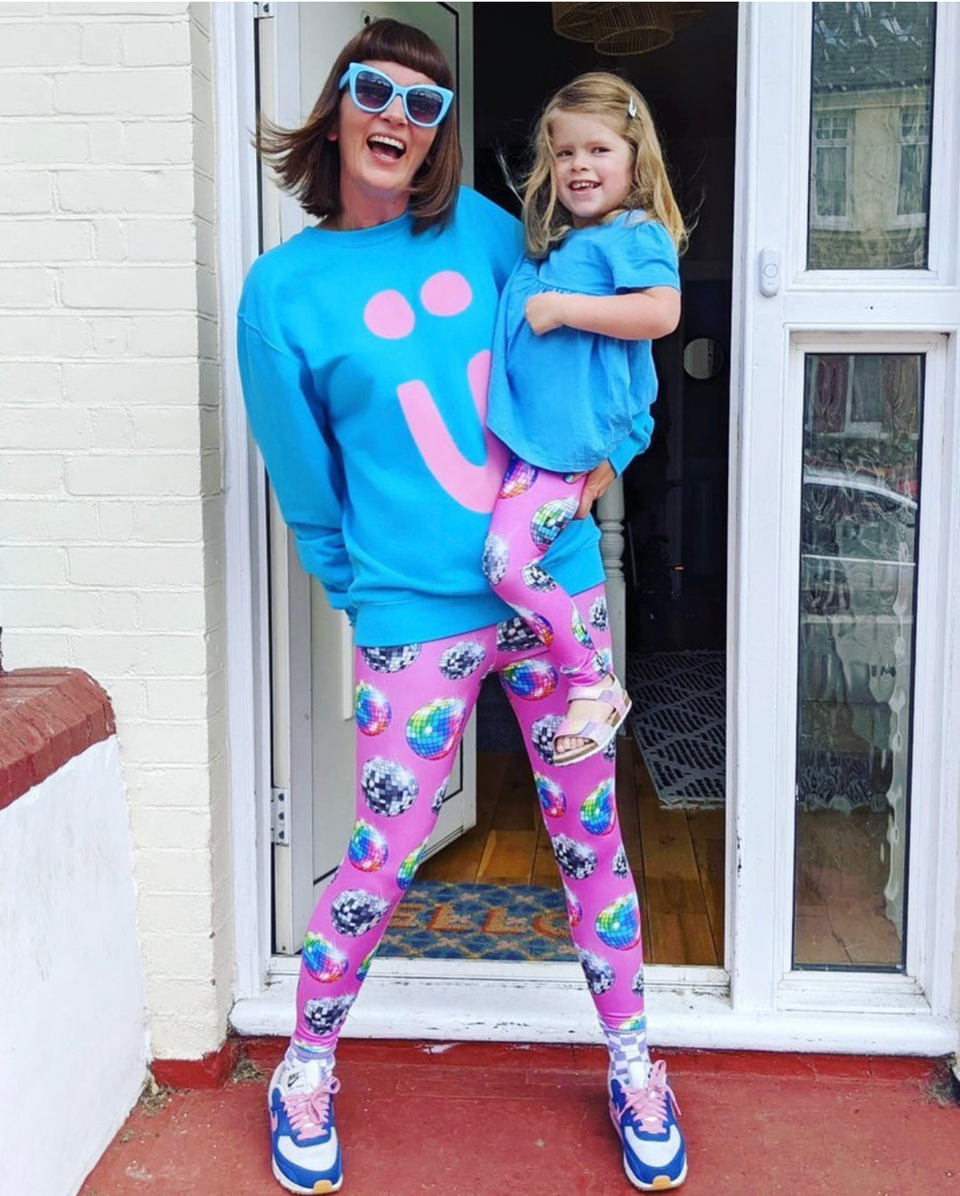 Pink Disco Ball Adult Leggings House of Happy Threads