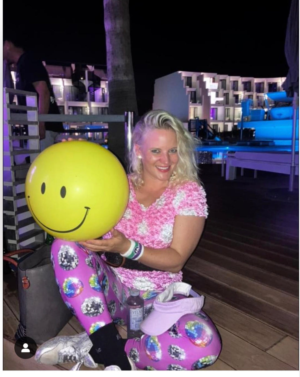 Pink Disco Ball Adult Leggings House of Happy Threads