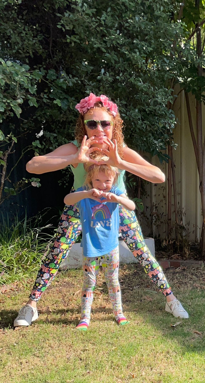 UV Glow White Festival Adult Leggings House of Happy Threads