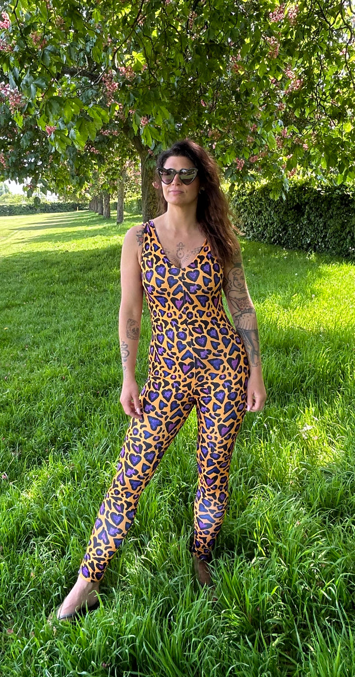 I Love Leopard Reversible Catsuit House of Happy Threads