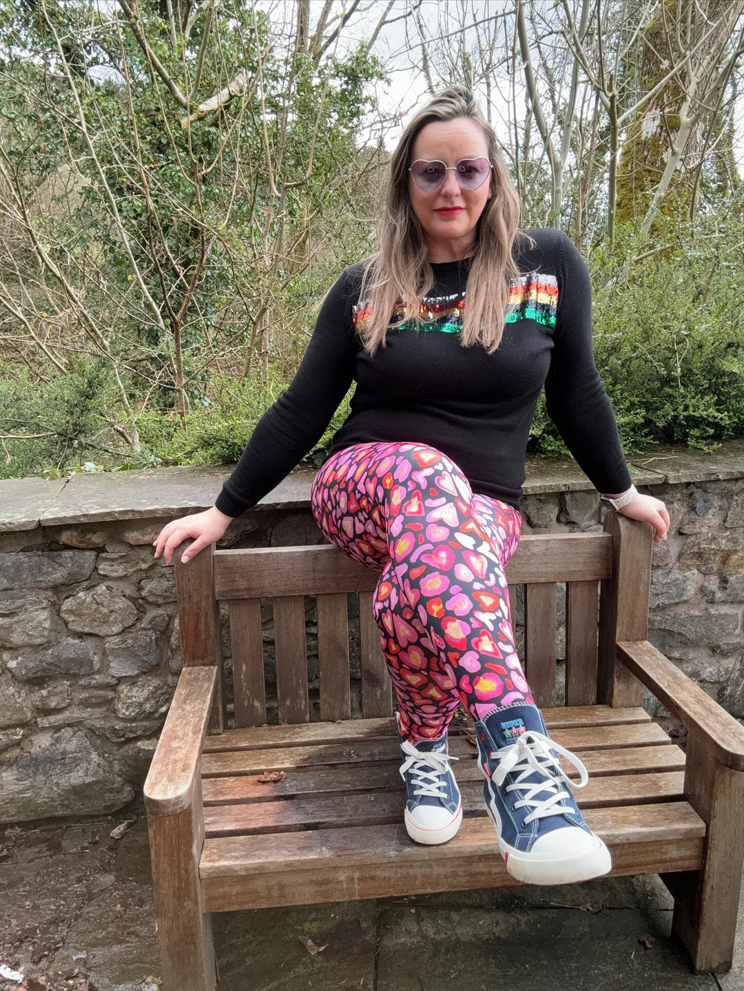 Pink Leopard Print Hearts Adult Leggings House of Happy Threads