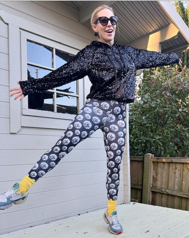 Best-Seller! Black Disco Ball Adult Leggings (Low Stock) House of Happy Threads