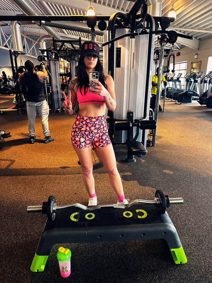 Pink Leopard Print Hearts Cycling Shorts House of Happy Threads