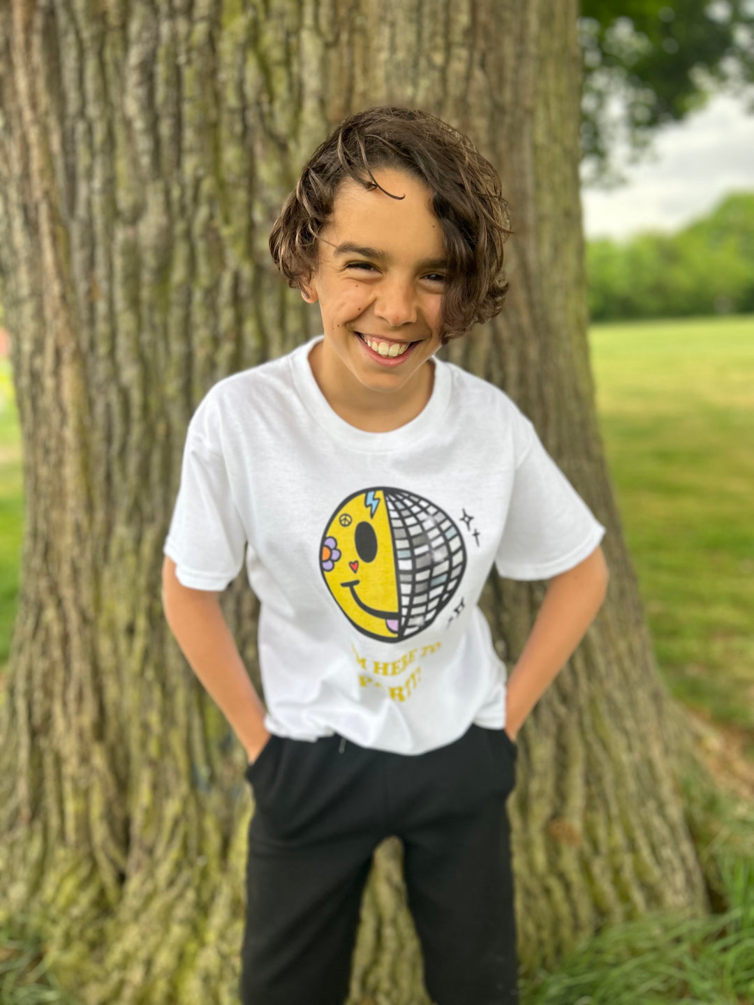 Smiley Disco T-Shirt (WHITE) House of Happy Threads