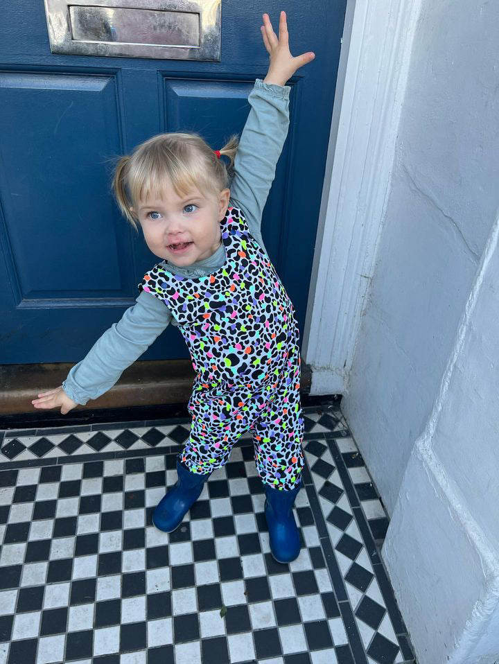 UV Glow Animal Print Short Legged Reversible Romper House of Happy Threads