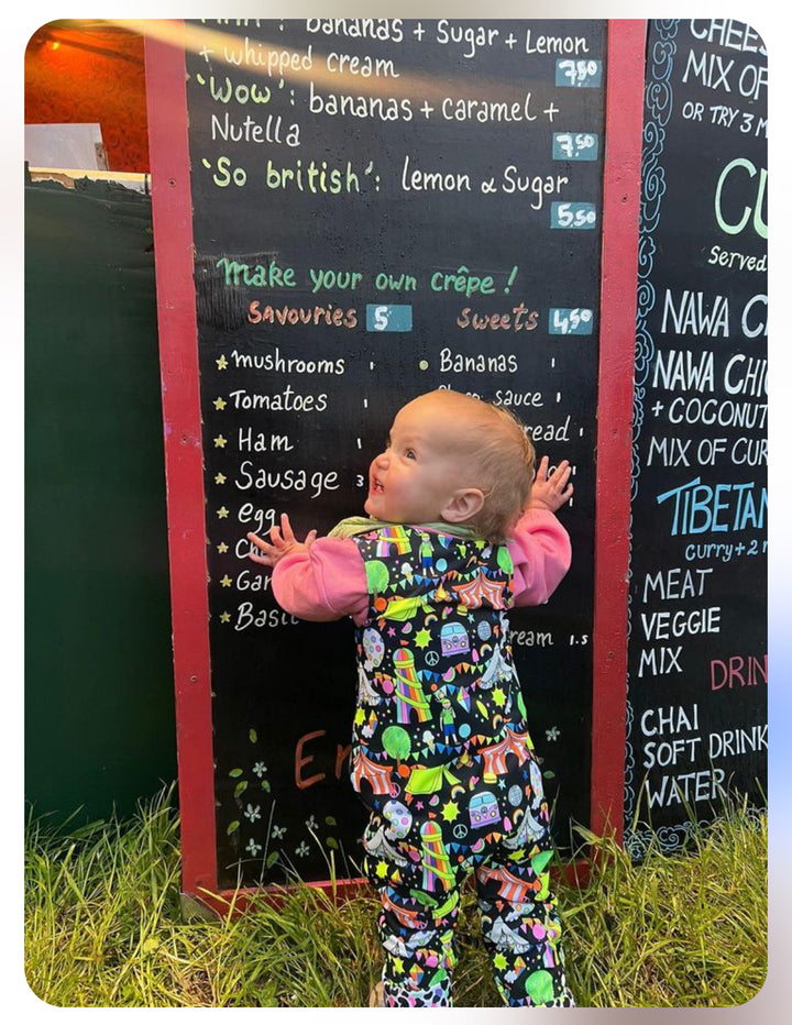 UV Glow Black Festival Long Legged Reversible Romper House of Happy Threads