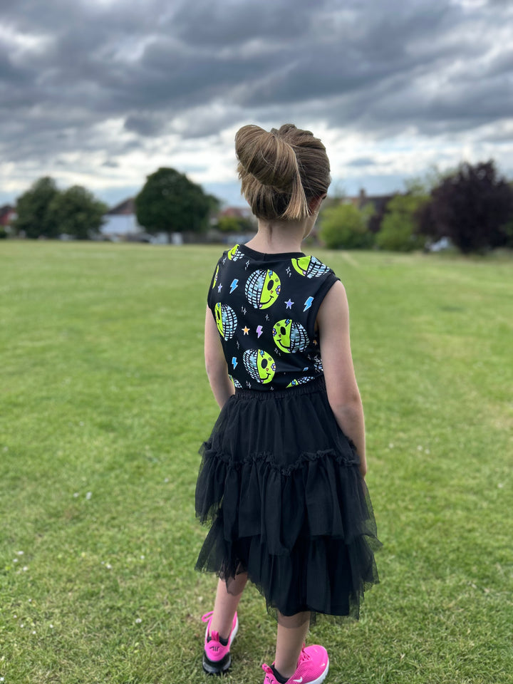 UV Glow Black Smiley Disco's Tank Top (Regular) House of Happy Threads