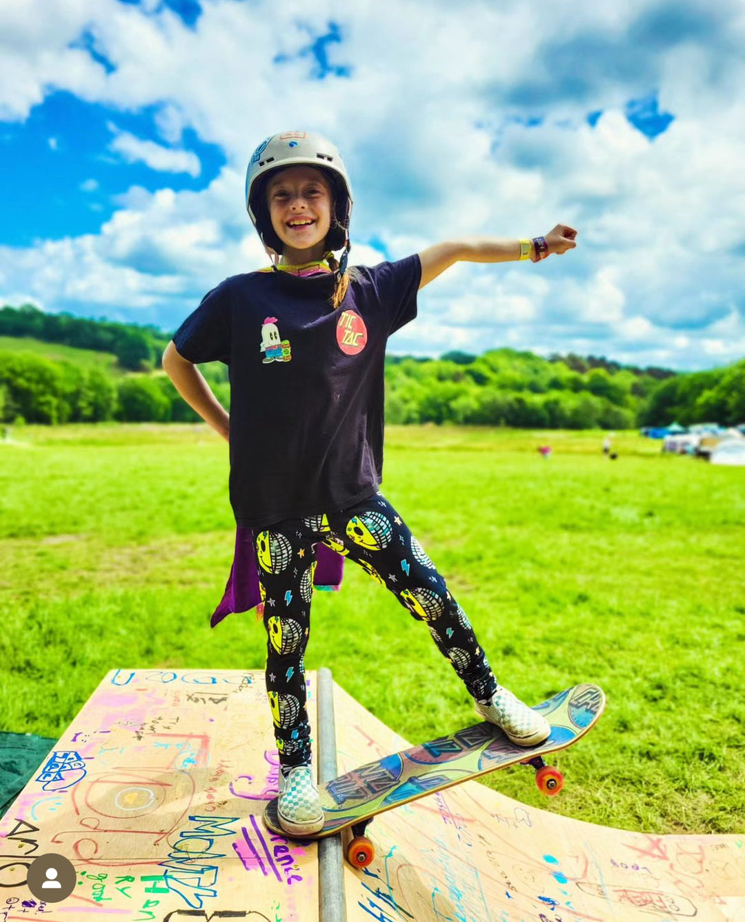 UV Glow Black Smiley Disco Leggings House of Happy Threads