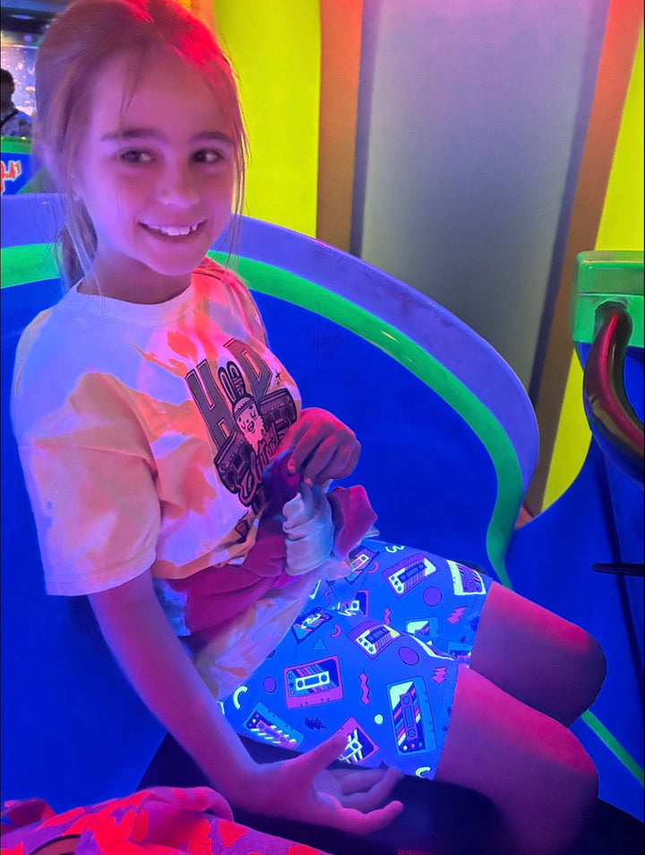 UV Glow Tape Cassettes Kids Shorts House of Happy Threads