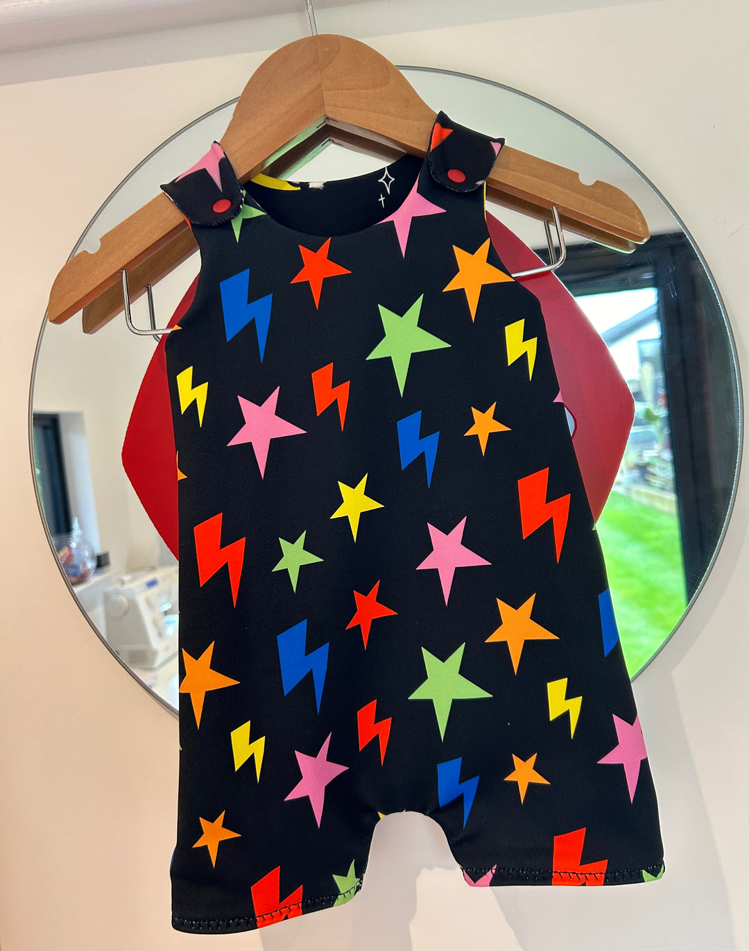 Black Stars and Lightning Short Legged Reversible Romper House of Happy Threads