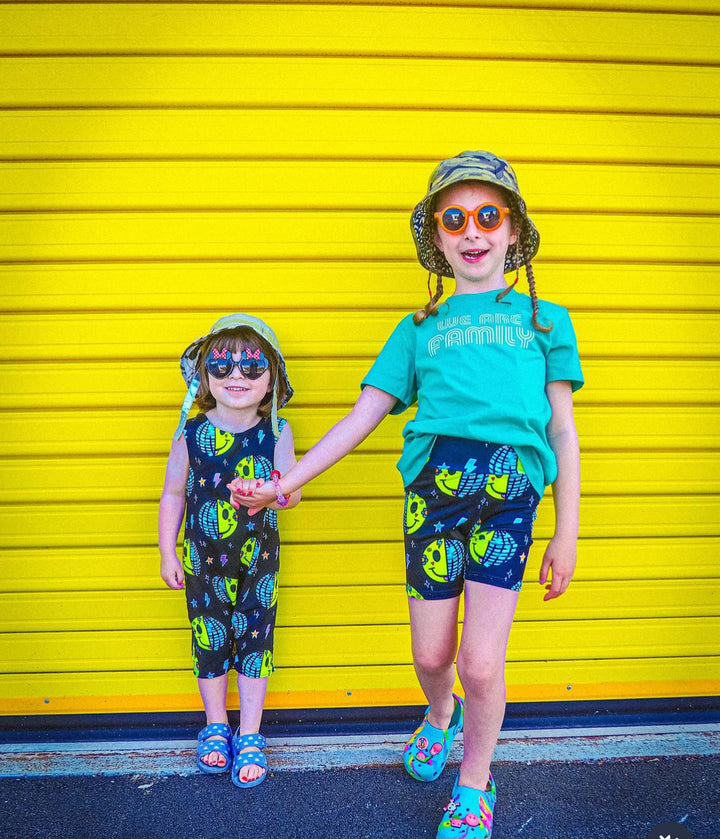 UV Glow Black Smiley Disco Kids Shorts House of Happy Threads