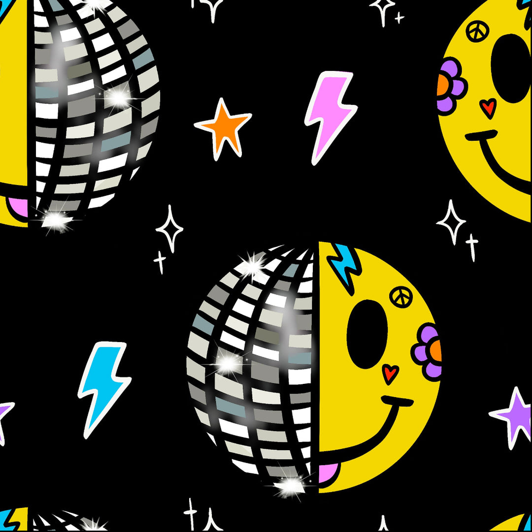 UV Glow Black Smiley Crop Top Co Ord House of Happy Threads