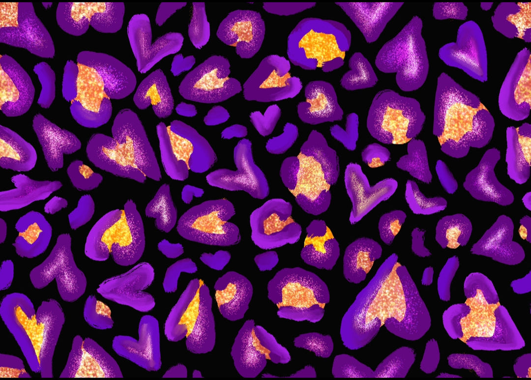 Purple Leopard Print Hearts Tank Top (Crop) House of Happy Threads