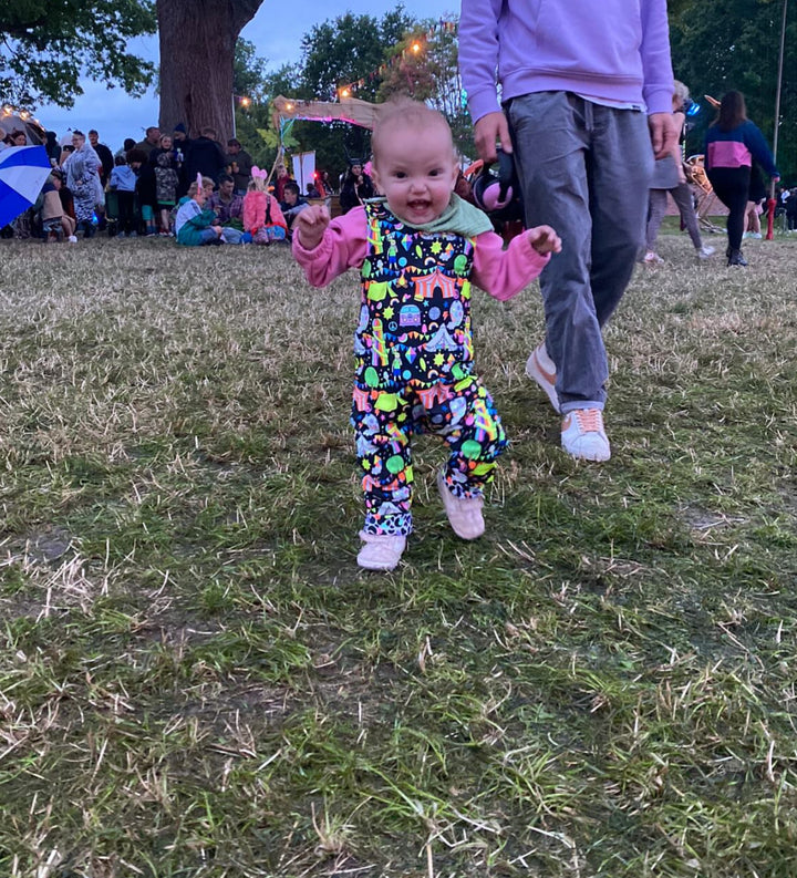 UV Glow Black Festival Long Legged Reversible Romper House of Happy Threads