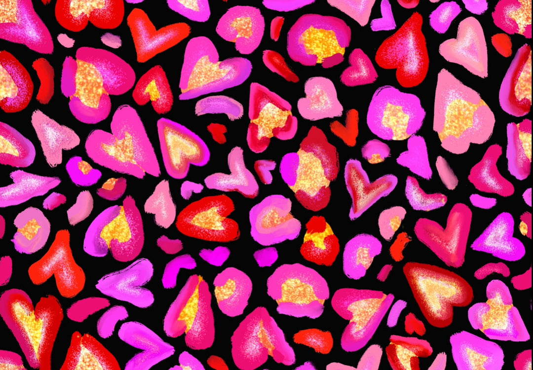 Pink Leopard Print Hearts Tank Top (Regular) House of Happy Threads