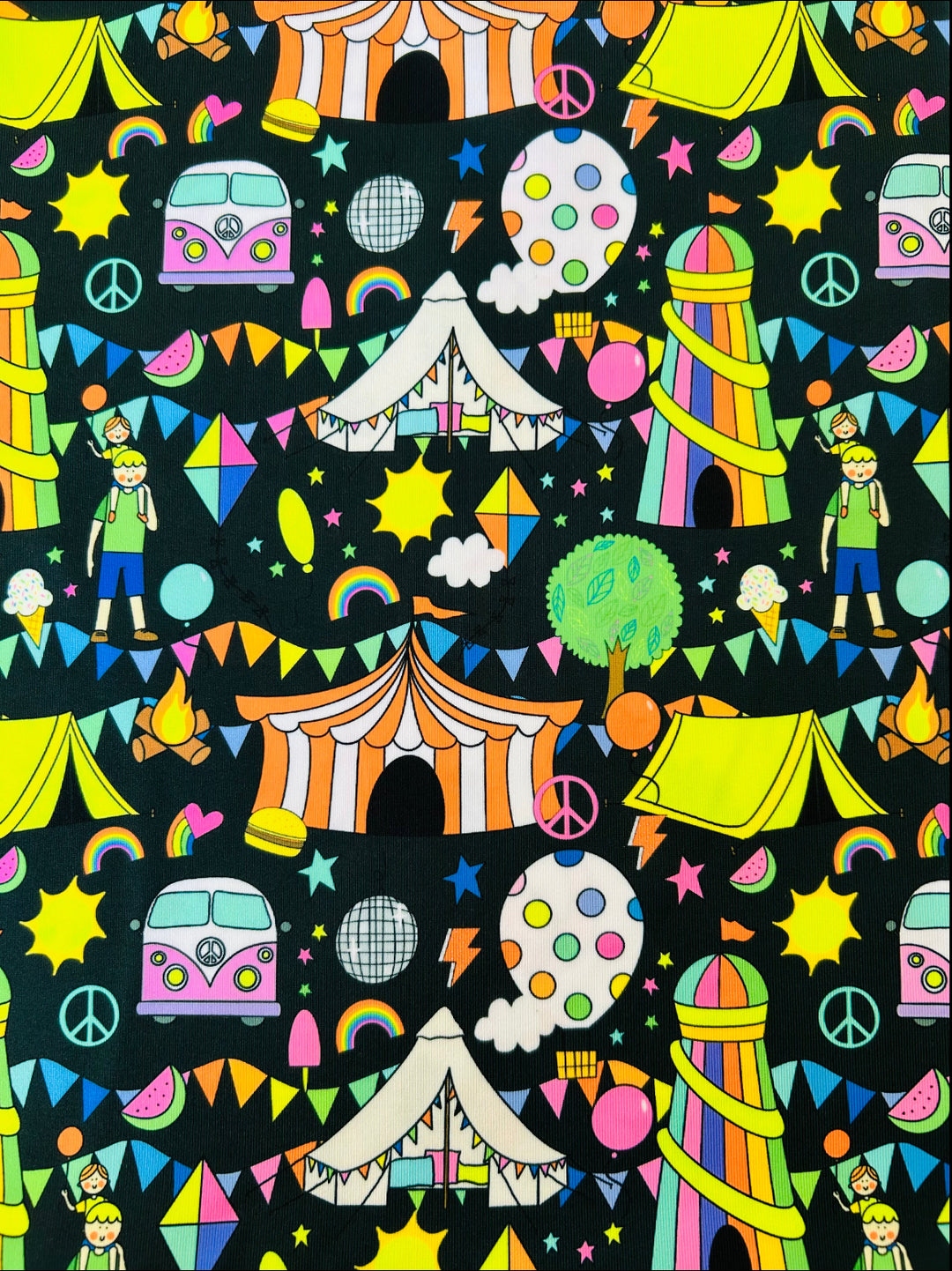 UV Glow Black Festival Crop Top Co Ord House of Happy Threads