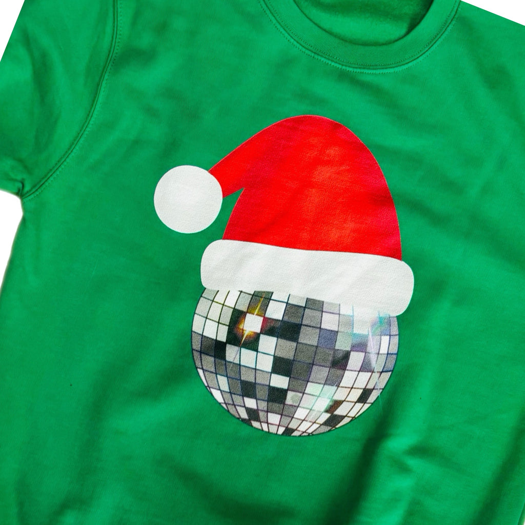 Disco Ball and Santa Hat Sweatshirt (Adults) Adult Clothes House of Happy Threads