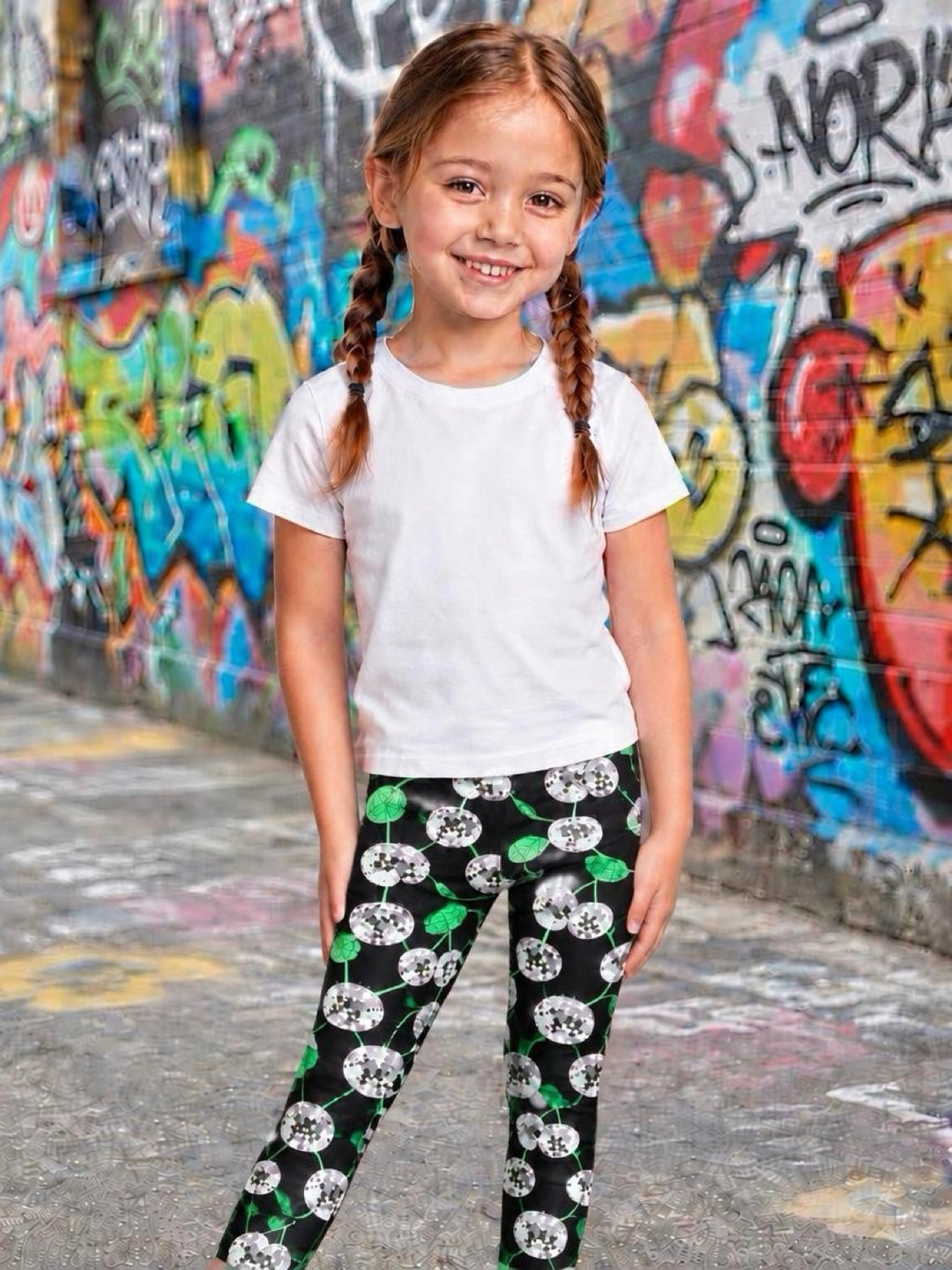 Silver Disco Cherries Leggings House of Happy Threads