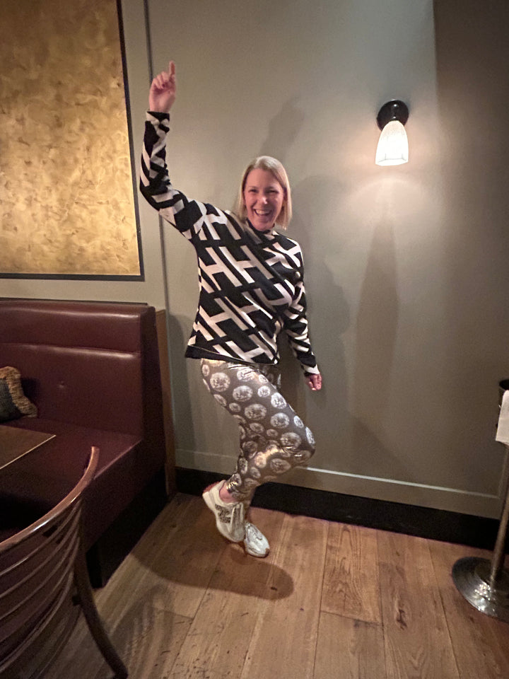 Black Disco Ball (Holographic) Adult Leggings House of Happy Threads