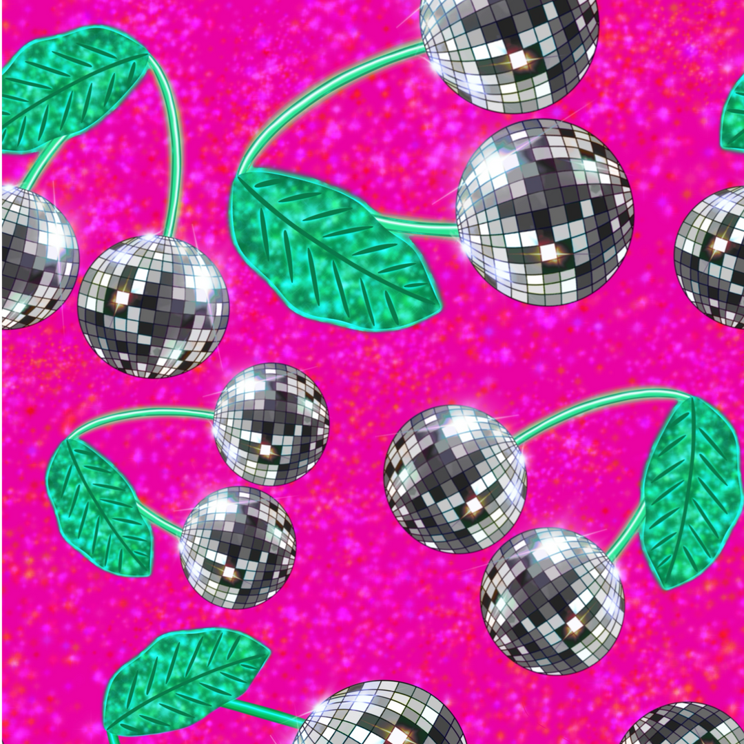 Pink Disco Cherries Flared Leggings House of Happy Threads