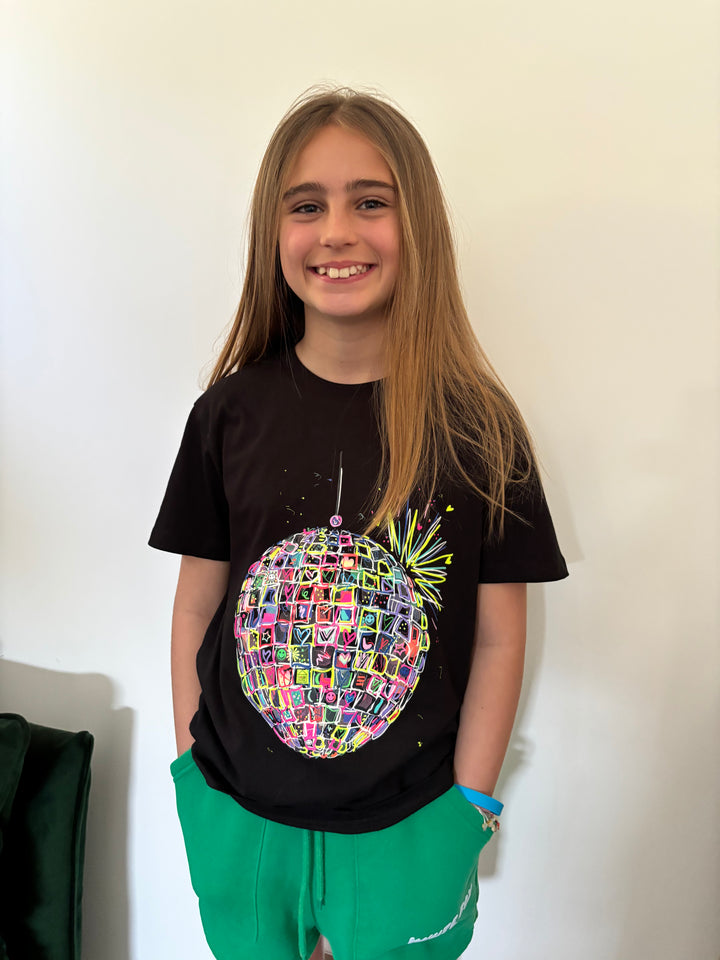 New! Neon Disco Ball Tee (BLACK) House of Happy Threads