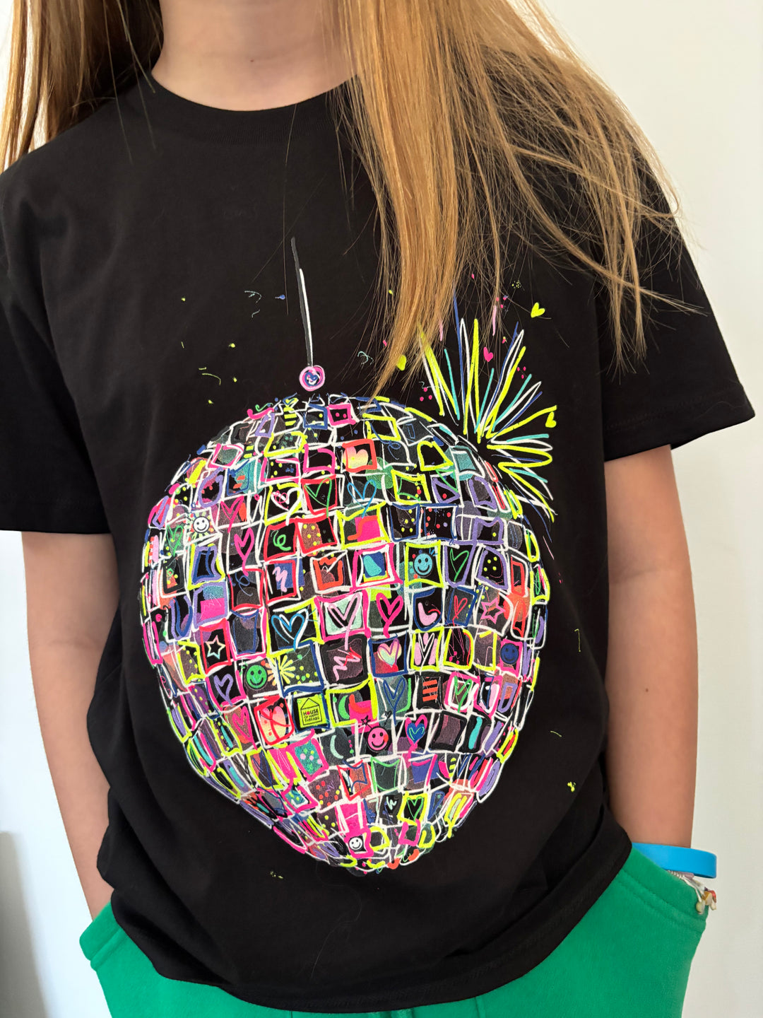 New! Neon Disco Ball Tee (BLACK) House of Happy Threads