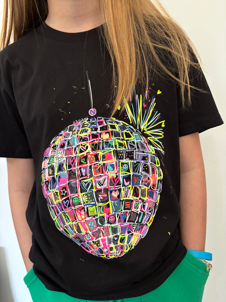 New! Neon Disco Ball Tee (BLACK) House of Happy Threads