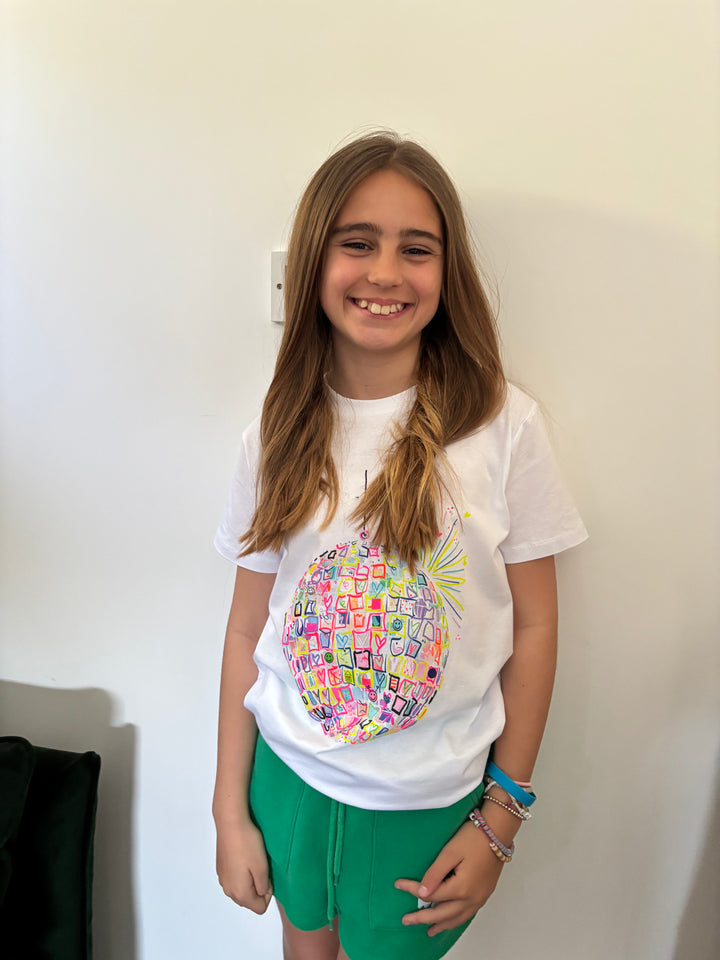 New! Neon Disco Ball Tee (White) House of Happy Threads