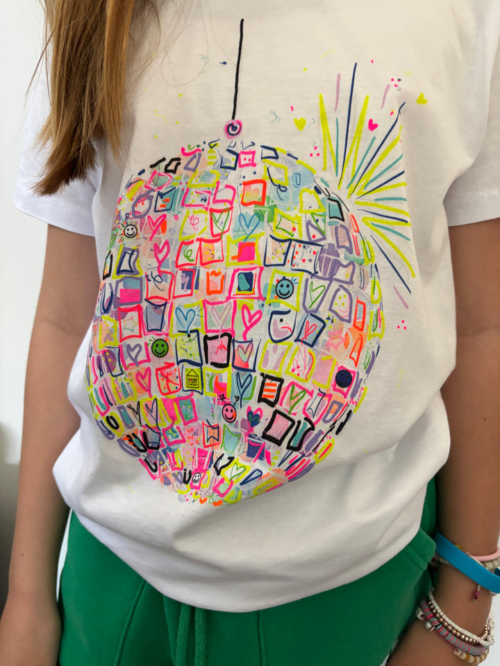 New! Neon Disco Ball Tee (White) House of Happy Threads