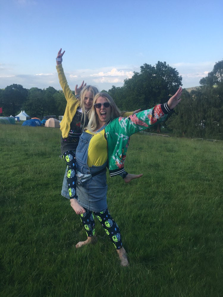 UV Glow Black Smiley Disco Adult Leggings House of Happy Threads