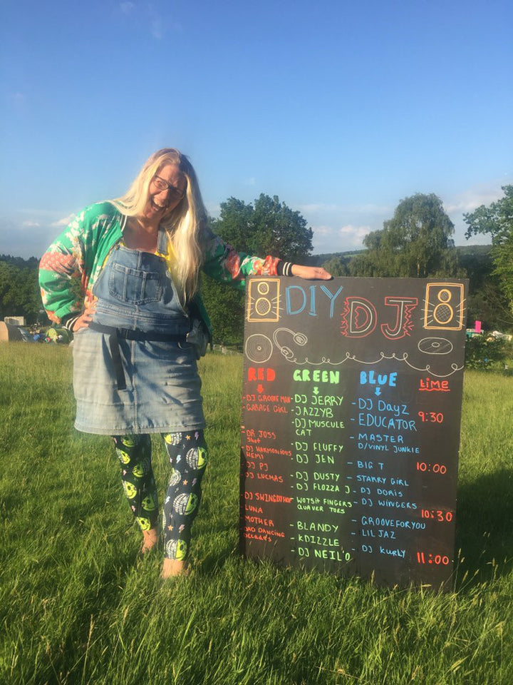 UV Glow Black Smiley Disco Adult Leggings House of Happy Threads