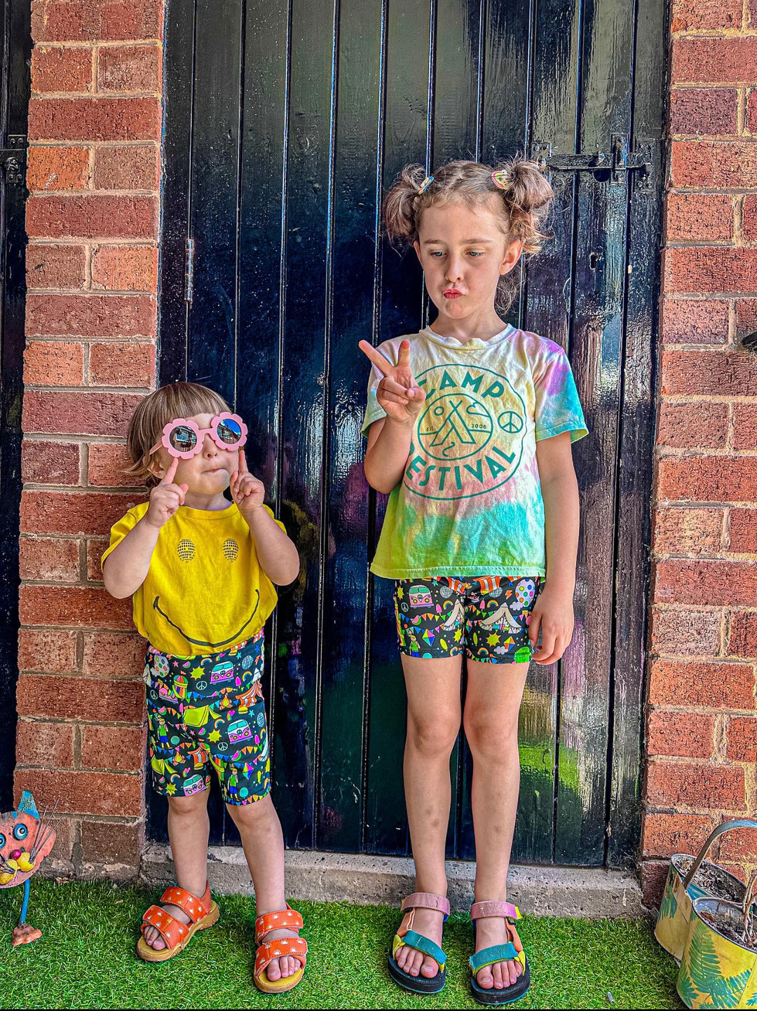 UV Glow Black Festival Kids Shorts House of Happy Threads