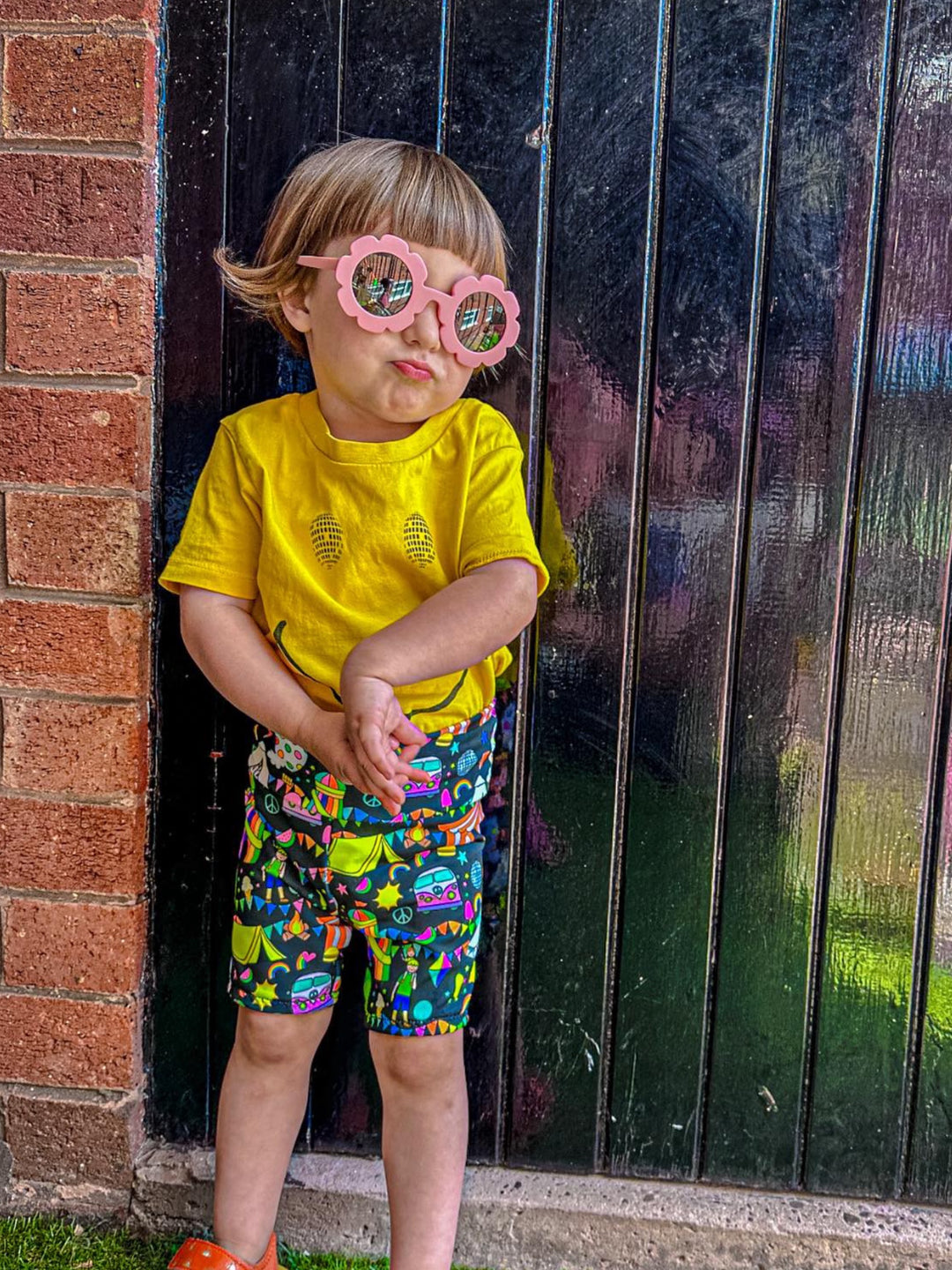 UV Glow Black Festival Kids Shorts House of Happy Threads