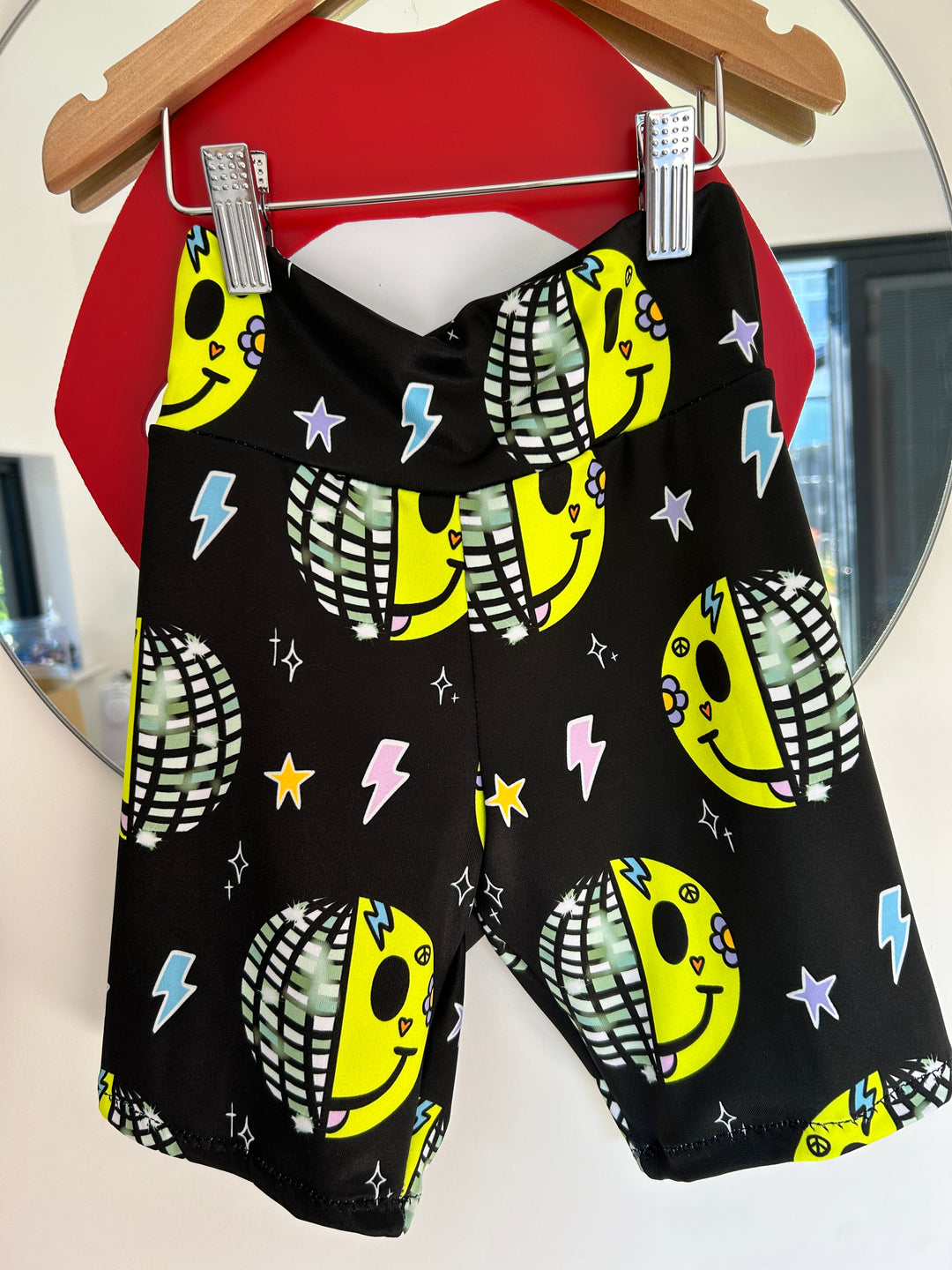 UV Glow Black Smiley Disco Kids Shorts House of Happy Threads