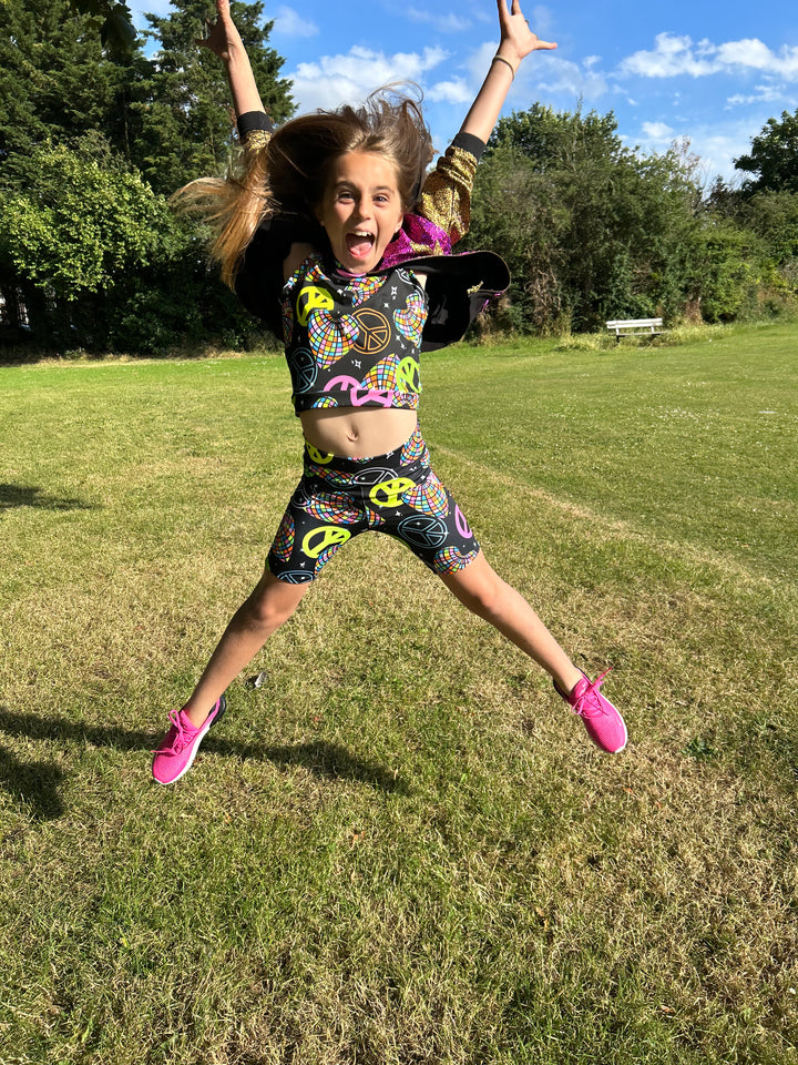 UV Glow Disco Hearts Tank Top (Crop) House of Happy Threads