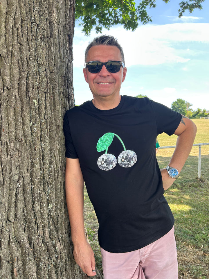 Silver Disco Cherry T-shirt (unisex) House of Happy Threads