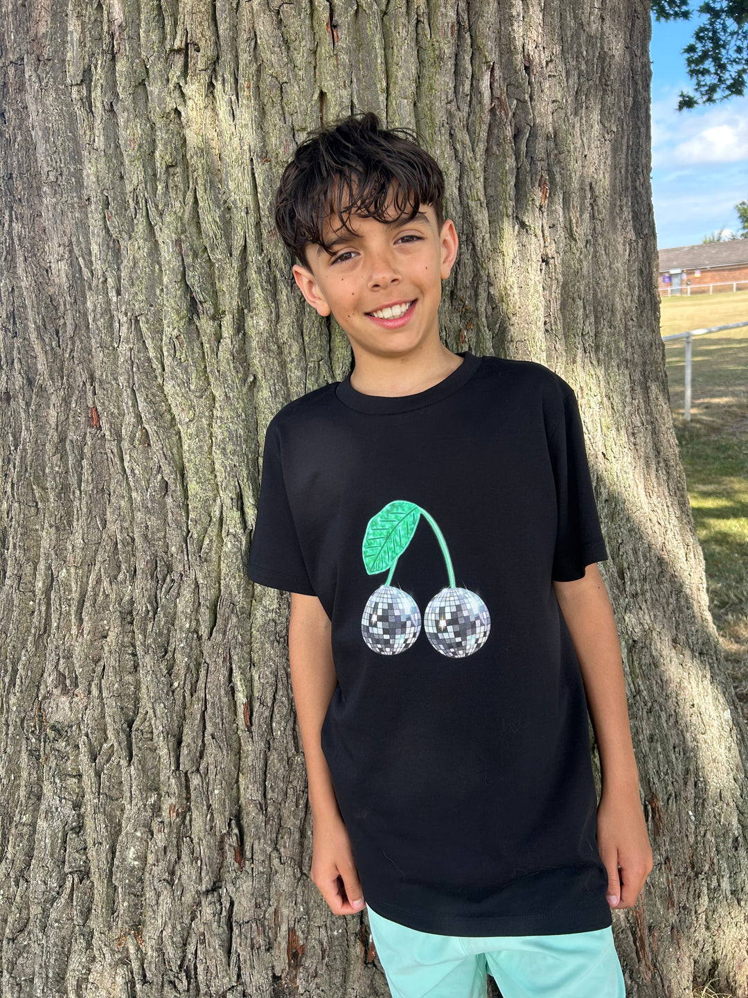 Kids Silver Cherry Disco T-Shirt Kids clothes House of Happy Threads