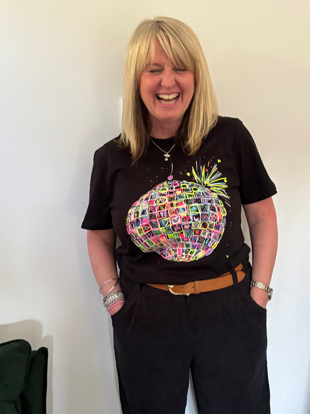 Unisex Neon Disco Ball T-shirt (Black) House of Happy Threads