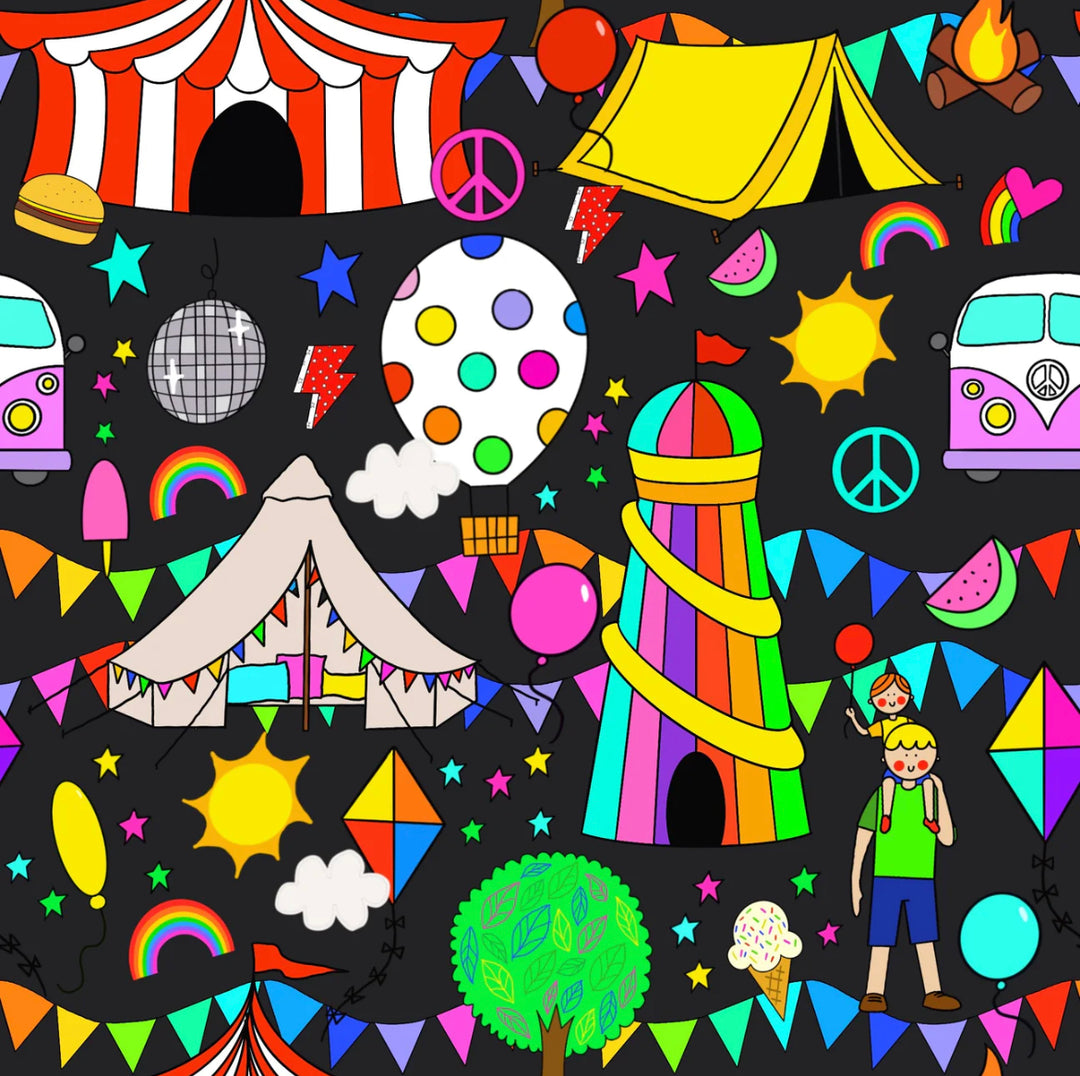 UV Glow Black Festival Kids Shorts House of Happy Threads