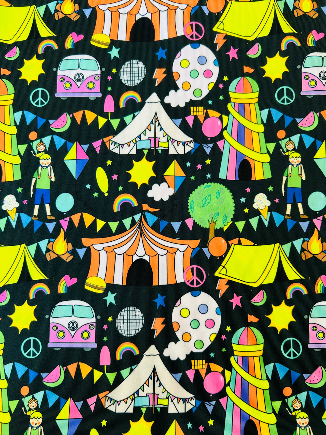 UV Glow Black Festival Adult Shorties House of Happy Threads