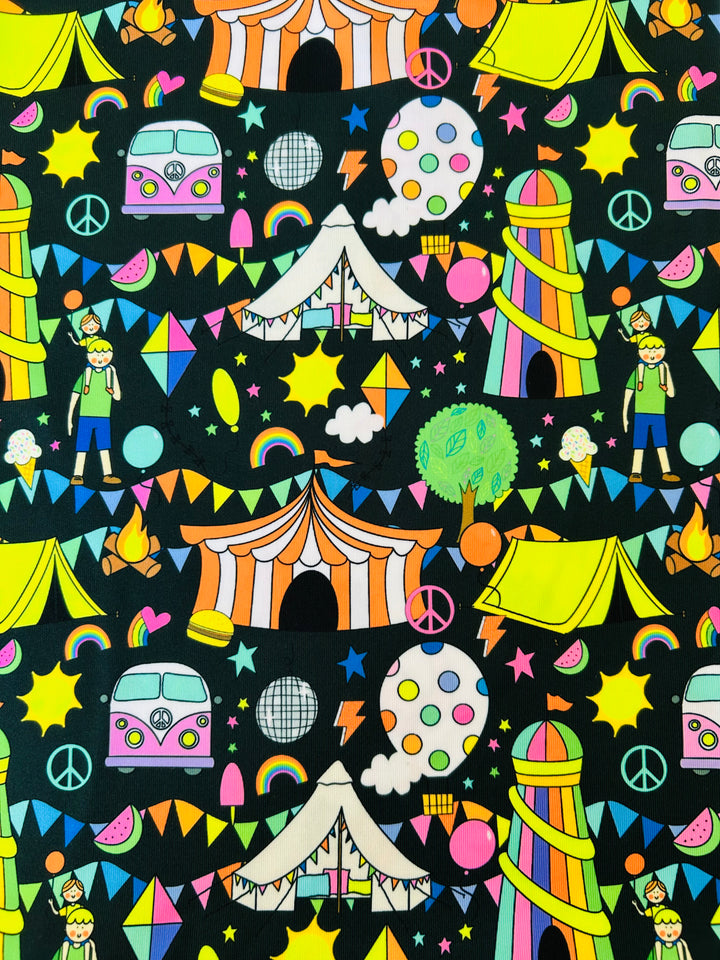 UV Glow Black Festival Adult Leggings House of Happy Threads