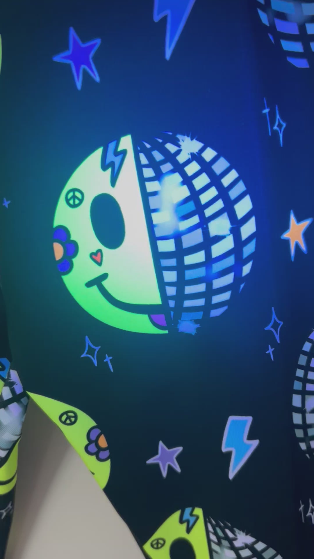UV Glow Black Smiley Disco Leggings House of Happy Threads